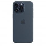 Capa MagSafe iPhone 15 Pro Max Silicone Azul Trovoada
