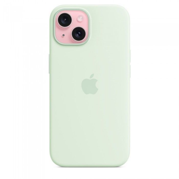 Capa MagSafe iPhone 15 Silicone Verde-menta suave