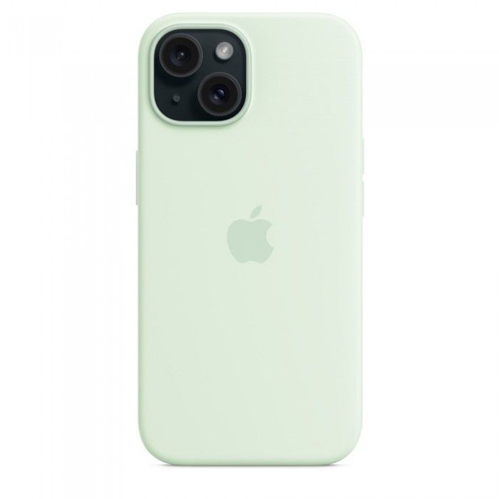 Capa MagSafe iPhone 15 Silicone Verde-menta suave