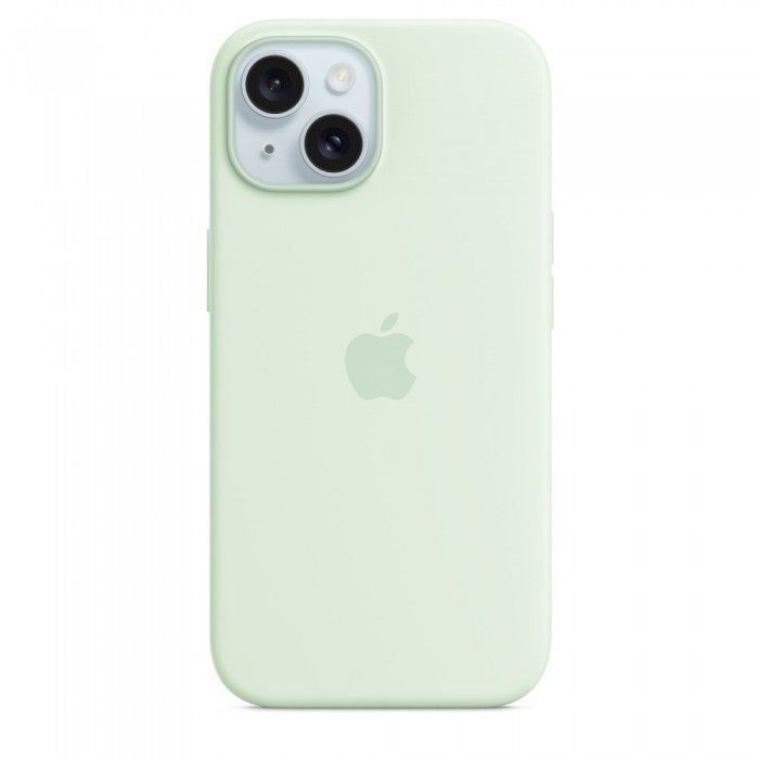 Capa MagSafe iPhone 15 Silicone Verde-menta suave