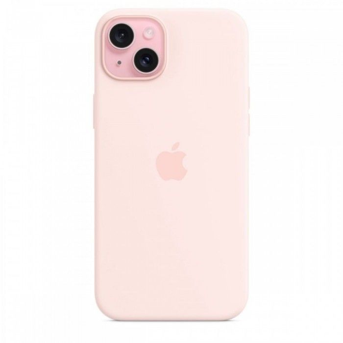 Capa MagSafe iPhone 15 Plus Silicone Rosa-claro