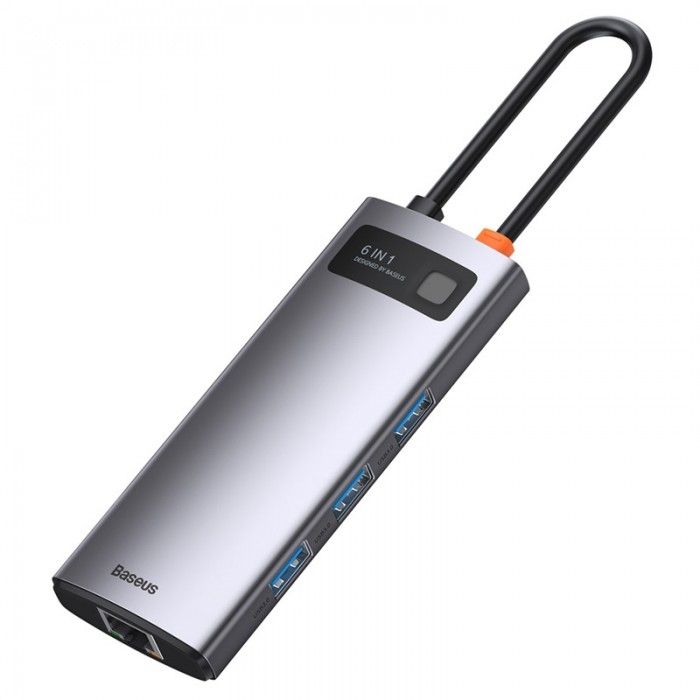 Metal Gleam Series 6-In-1 Multifunctional Type-C Hub Docking Station Gray Type-C To Hdmi*1+U