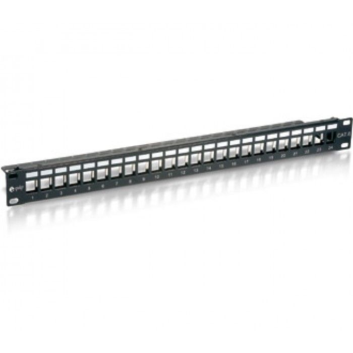 Cabo de Rede Cat.6 Panel for 24 Keystone Jacks. shielded. black
