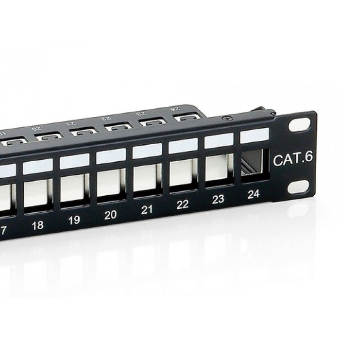 Cabo de Rede Cat.6 Panel for 24 Keystone Jacks. shielded. black