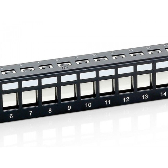 Cabo de Rede Cat.6 Panel for 24 Keystone Jacks. shielded. black