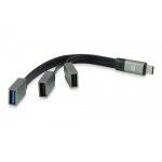 Hubbies USB 3 1 Type-C-1-Portas USB 3.0 + 2-Portas USB 2 0 Cabo Hub: Cinza