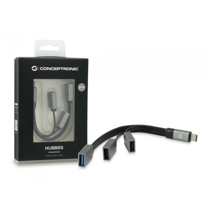 Hubbies USB 3 1 Type-C-1-Portas USB 3.0 + 2-Portas USB 2 0 Cabo Hub: Cinza
