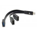 Hubbies USB 3 1 Type-C-1-Portas USB 3.0 + 2-Portas USB 2 0 Cabo Hub: Preto