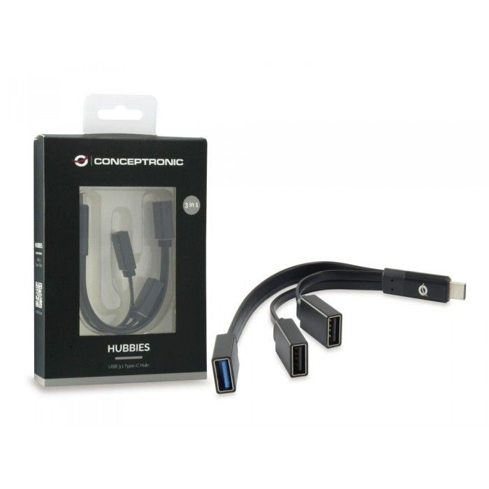 Hubbies USB 3 1 Type-C-1-Portas USB 3.0 + 2-Portas USB 2 0 Cabo Hub: Preto