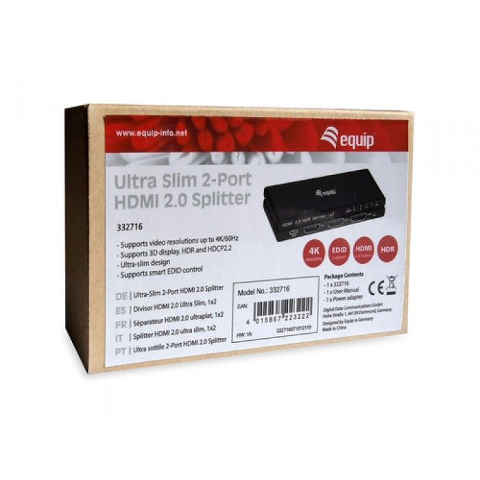 HDMI 2.0 VIDEO-SPLITTER 2-PORT 4K/60HZ