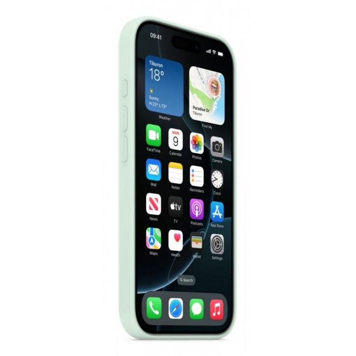 Capa MagSafe iPhone 16 Pro Silicone Agua-marinha