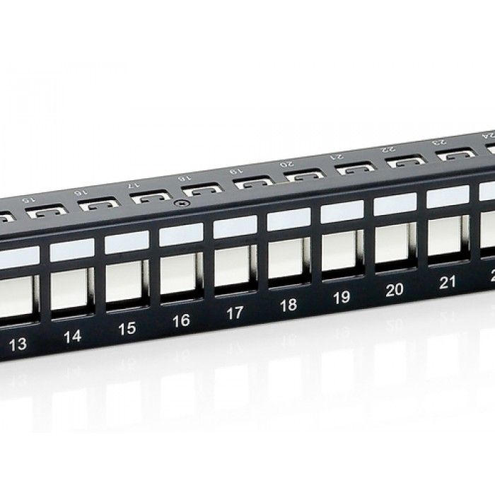 Cabo de Rede Cat.6 Panel for 24 Keystone Jacks. shielded. black