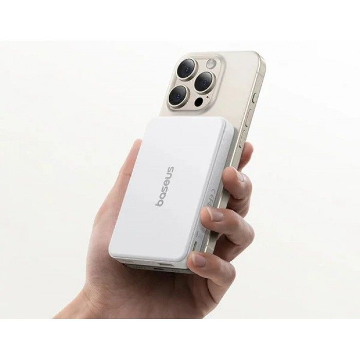 Os-Baseus Airpow Ii Qi2 Magnetic Power Bank 10000Mah 22.5W Moon White