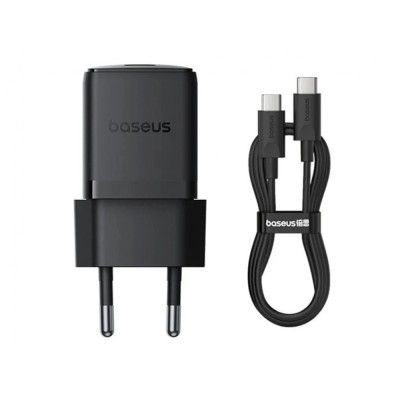Carregador Os-Baseus Palm Fast Charger 1C 30W Eu Cluster Black (With Baseus Mini White Cable Type-C)