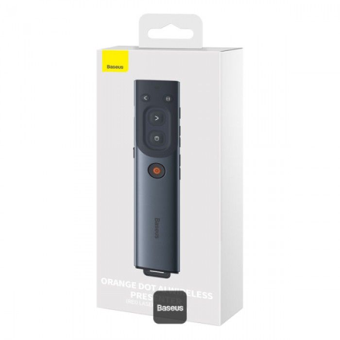Baseus Orange Dot Ai Wireless Presenter Red Laser Grey
