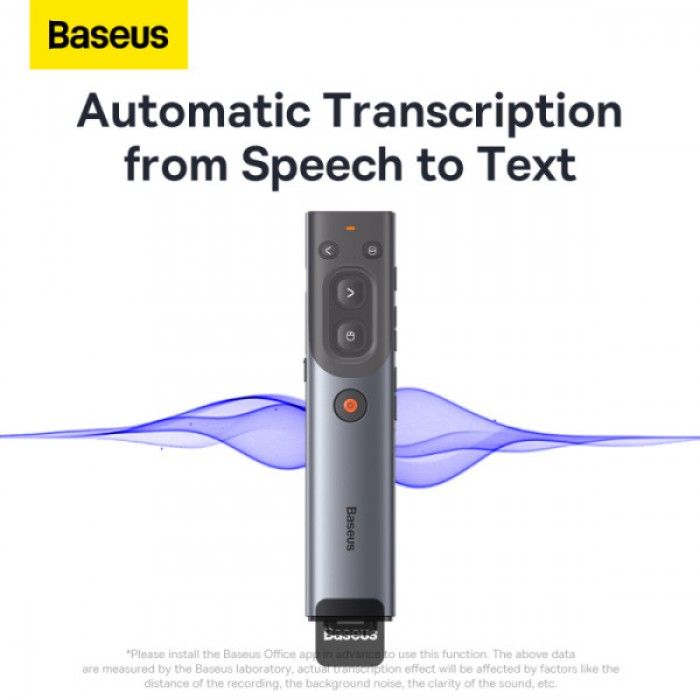 Baseus Orange Dot Ai Wireless Presenter Red Laser Grey