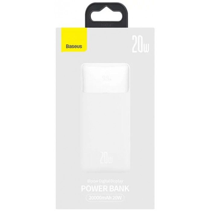 PowerBank Carregamento Rpido Bipow Display Digital 20000mah 20W Branco
