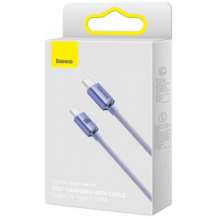 Cabo Carregamento Rpido Usb-C - Usb-C Crystal Shine 100W 1.2M Roxo