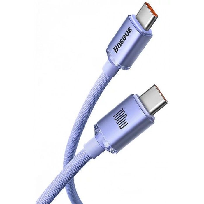 Cabo Carregamento Rpido Usb-C - Usb-C Crystal Shine 100W 1.2M Roxo