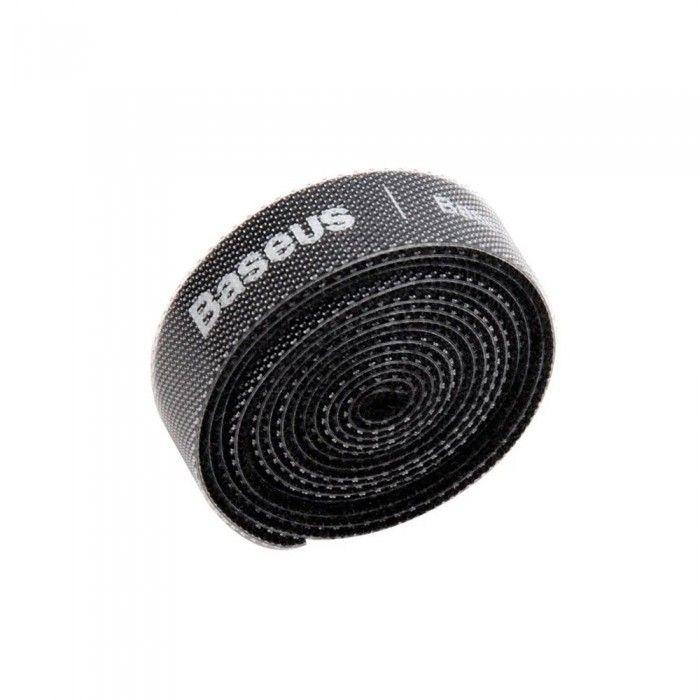 Velcro Baseus Colourful Circle Velcro Strap 1M Black