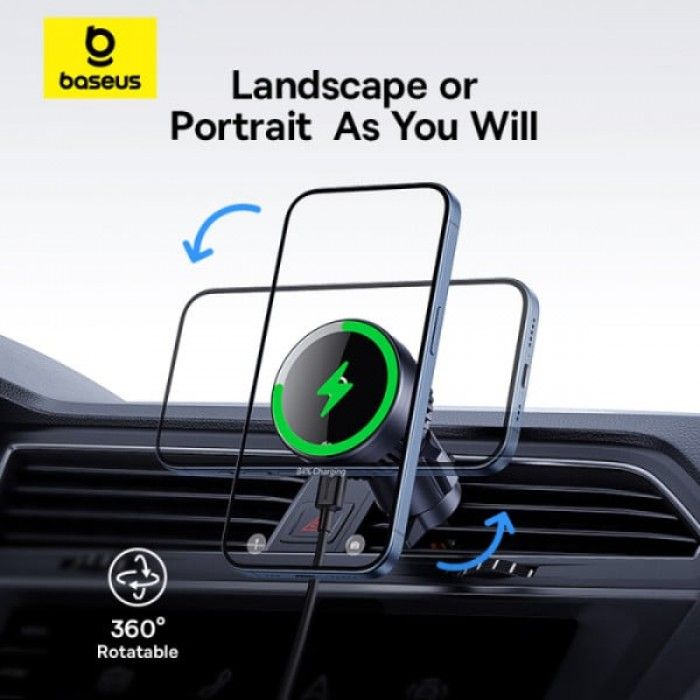 Suporte Baseus Magpro Series Magnetic Wireless Charging Car Mount Air Vent Version 15W Qi2.0 Cosmic