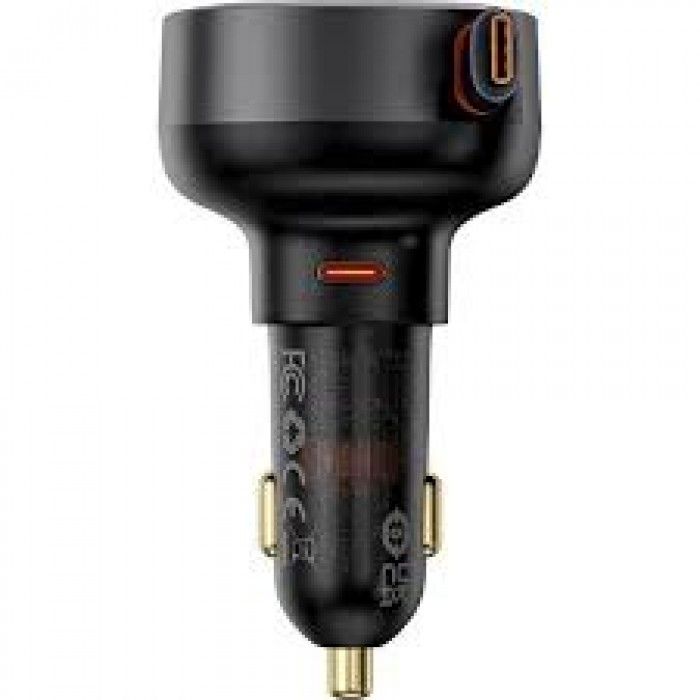 Carregador Baseus Enjoyment Pro Car Charger C+Retractable Type-C Cable 60W Cluster Black