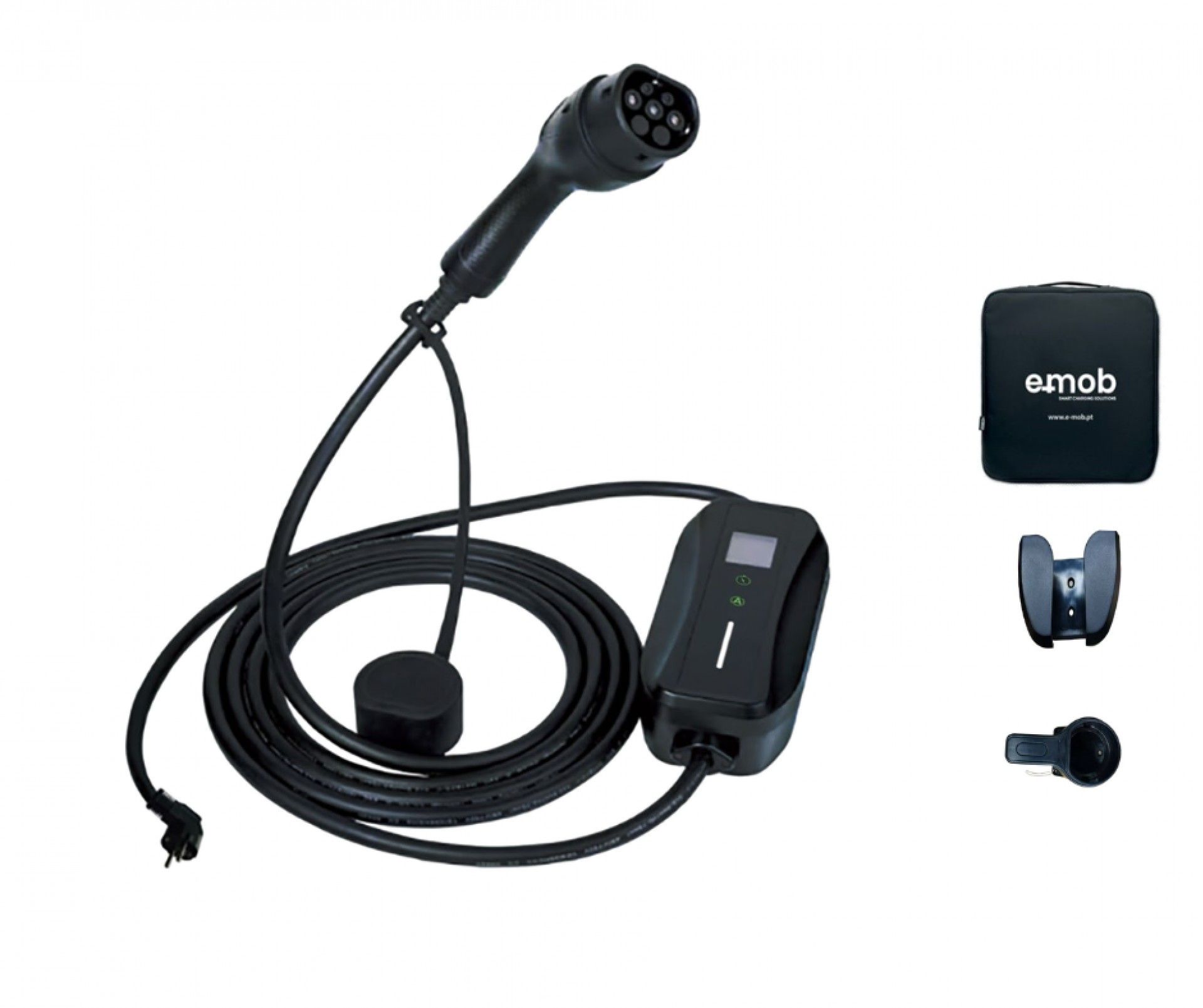 Schuko 3.5kW 1PH 16A Portable Charger with 8.5m T2 cable + Bag + Wall Mount + Plug Holder