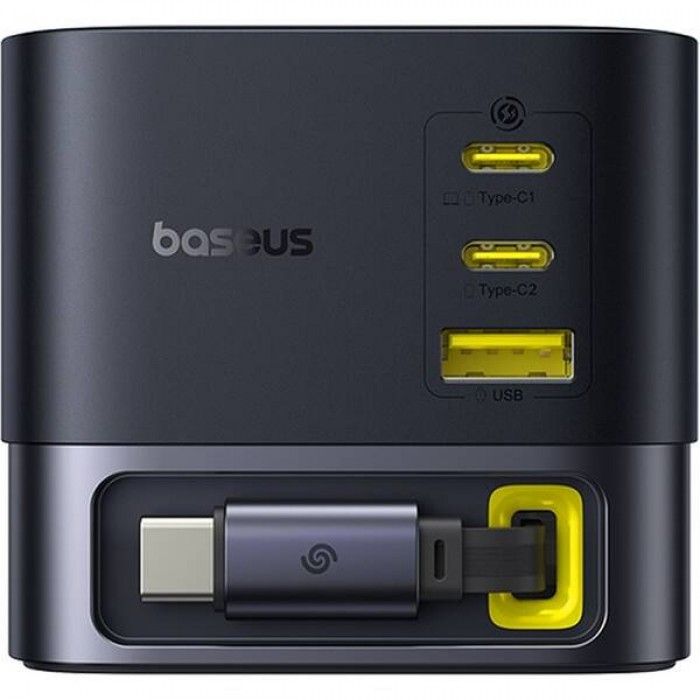 Carregador Os-Baseus Super Gan Desktop Charger With Retractable Cable 3C+U 100W Eu Cosmic Black
