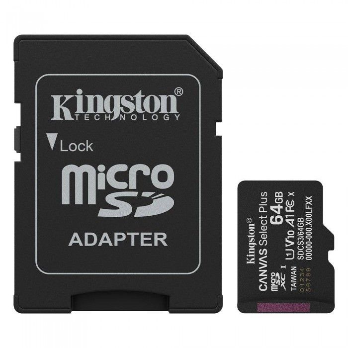 Cartão de Memória microSDXC Kingston Canvas Select Plus Gen3 64GB (100MB/s) UHS-I, U1, V10, A1 + Ada Cartão de Memória microSDXC Kingston Canvas Select Plus Gen3 64GB (100MB/s) UHS-I, U1, V10, A1 + Ada
