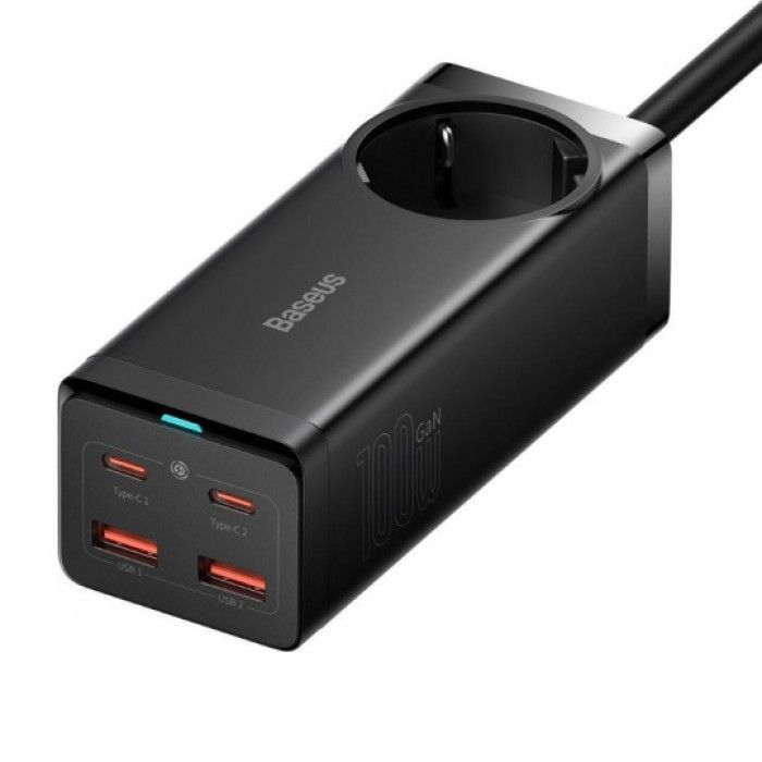 Carregador Carregamento Rápido 100W Gan3 Pro Dual Usb-C/Usb-A Preto + Tomada AC Carregador Carregamento Rápido 100W Gan3 Pro Dual Usb-C/Usb-A Preto + Tomada AC
