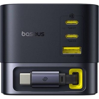 Carregador Os-Baseus Super Gan Desktop Charger With Retractable Cable 3C+U 100W Eu Cosmic Black