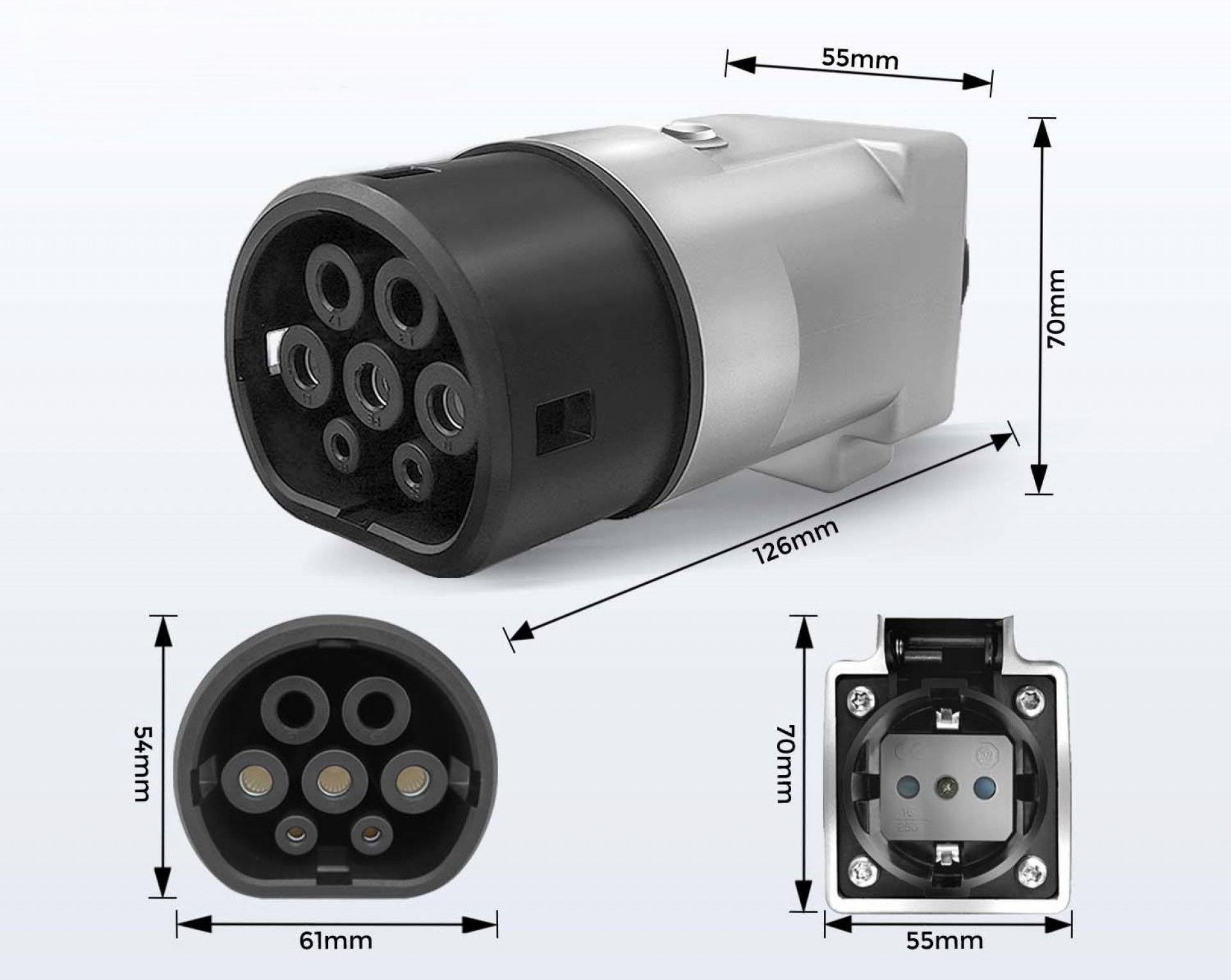 Adaptador V2L com tomada Shucko 16A Simples