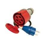 Adaptador CEE trifásico para monofásico Schuko 16A Adaptador CEE trifásico para monofásico Schuko 16A