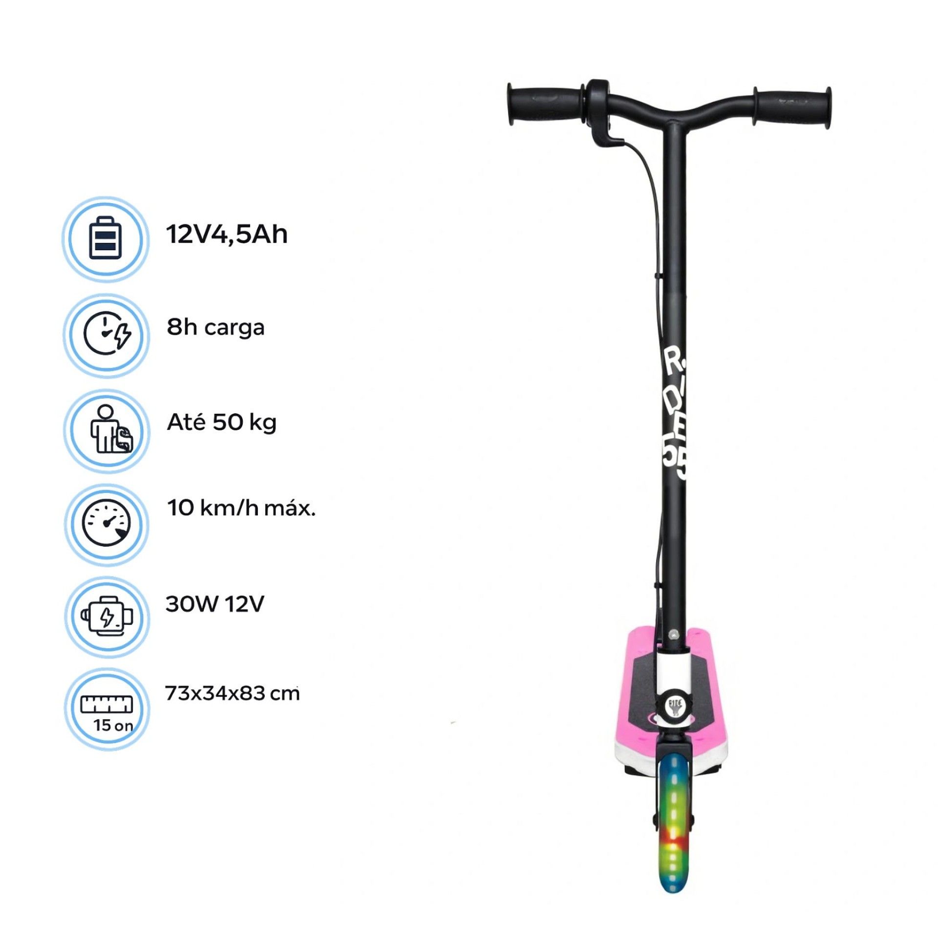 Trotinete Elétrica Infantil Ride55 Flash Pink 36V 4,5Ah 30W