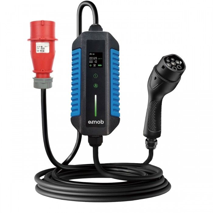 Carregador Portátil 11kW 3PH 16A Tomada Vermelha CEE 16A com cabo de 8,5m T2 + Bolsa Carregador Portátil 11kW 3PH 16A Tomada Vermelha CEE 16A com cabo de 8,5m T2 + Bolsa