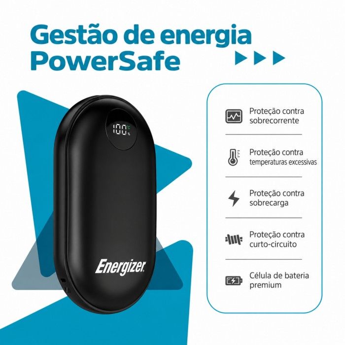 Powerbank Energizer 5000 mAh com Aquecedor de M�os HW5000 Preto